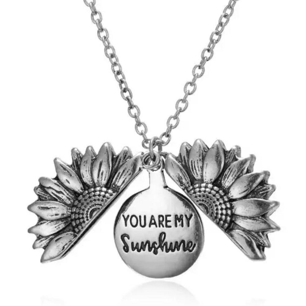 You are my sunshine, silver necklace